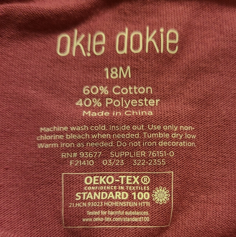 NWT Okie dokie 18M mauve bodysuit - Picture 3 of 7